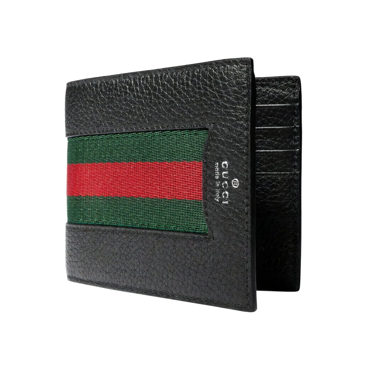 Web Trademark Intarsia Bi-Fold Wallet Black Shw