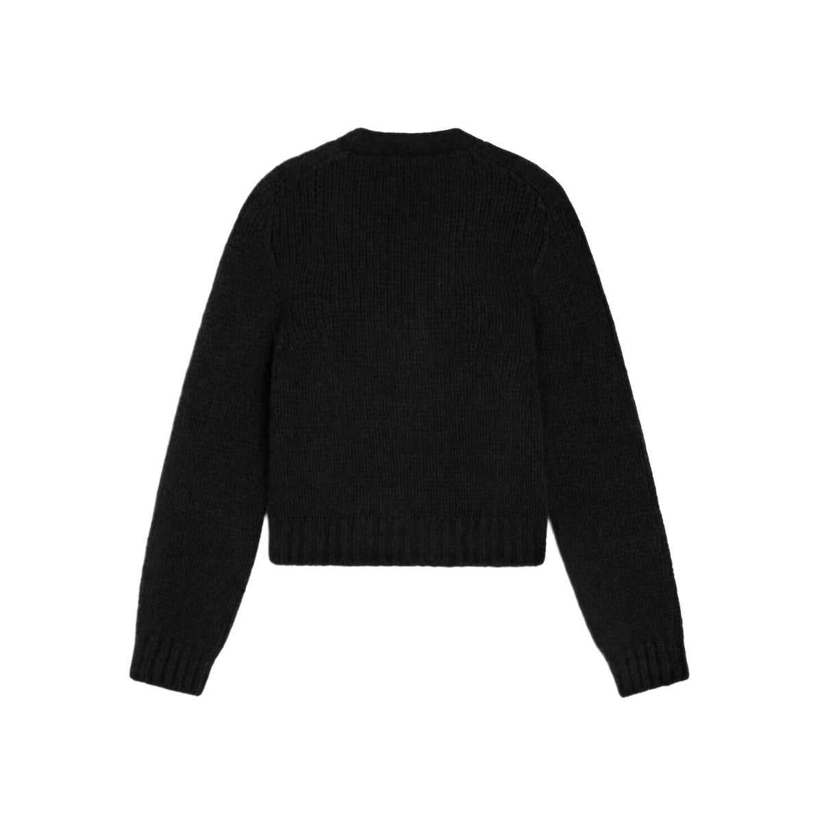 V Neck Cardigan Cashmere Silk with Crocheted Triomphe Pin Black