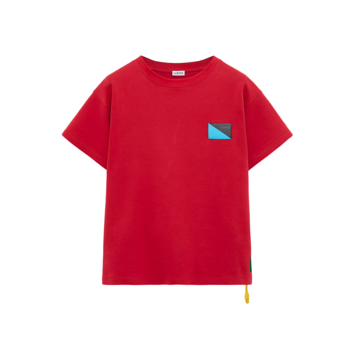 T-Shirt Cotton Blend with Embroidered Flamenco Knot Red-Loewe