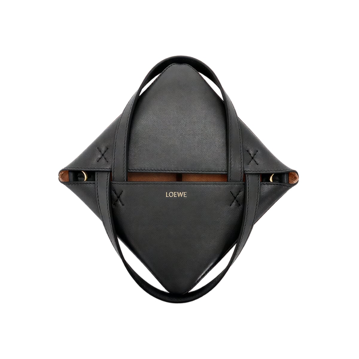 Mini Puzzle Fold Tote Shiny Calfskin Black