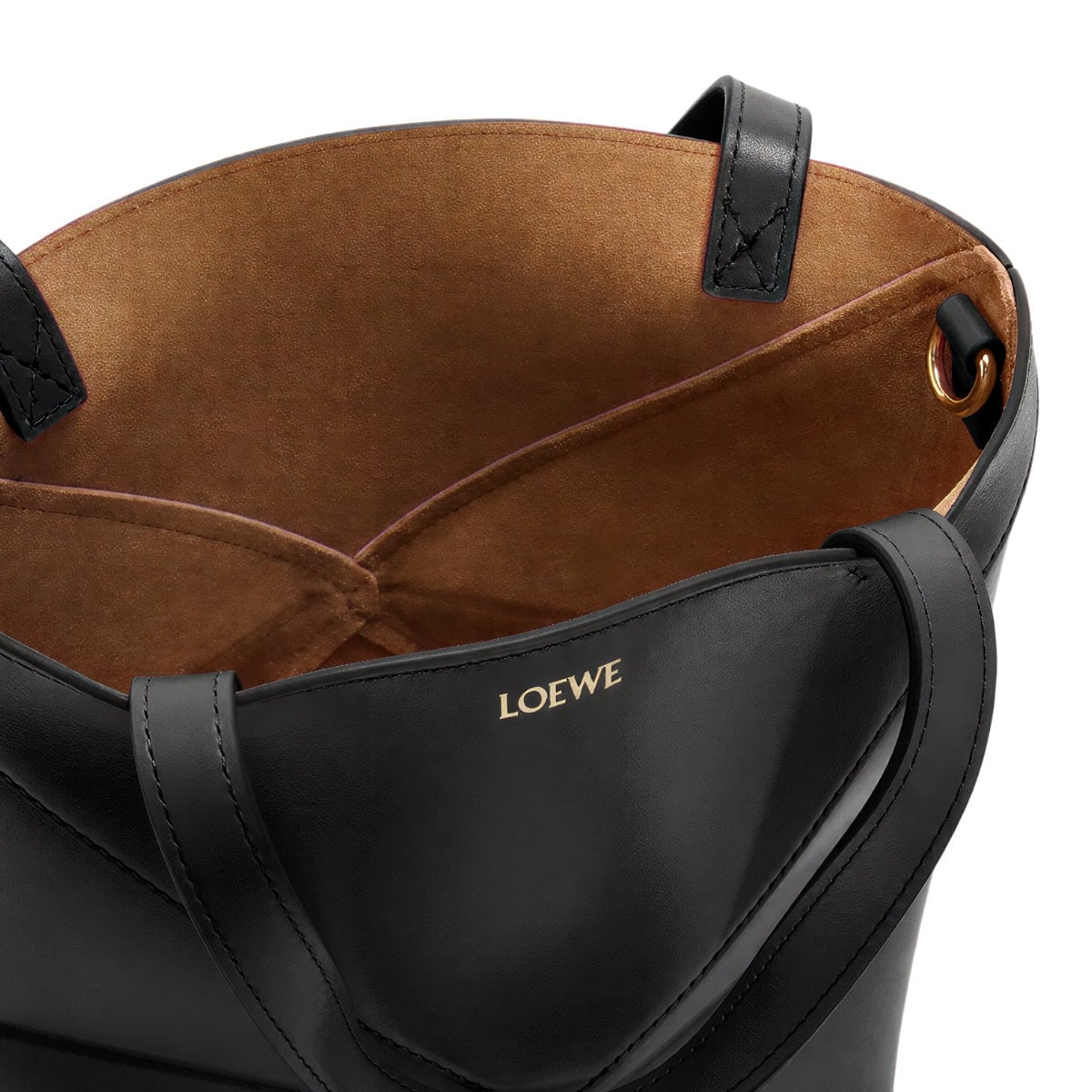 Mini Puzzle Fold Tote Shiny Calfskin Black
