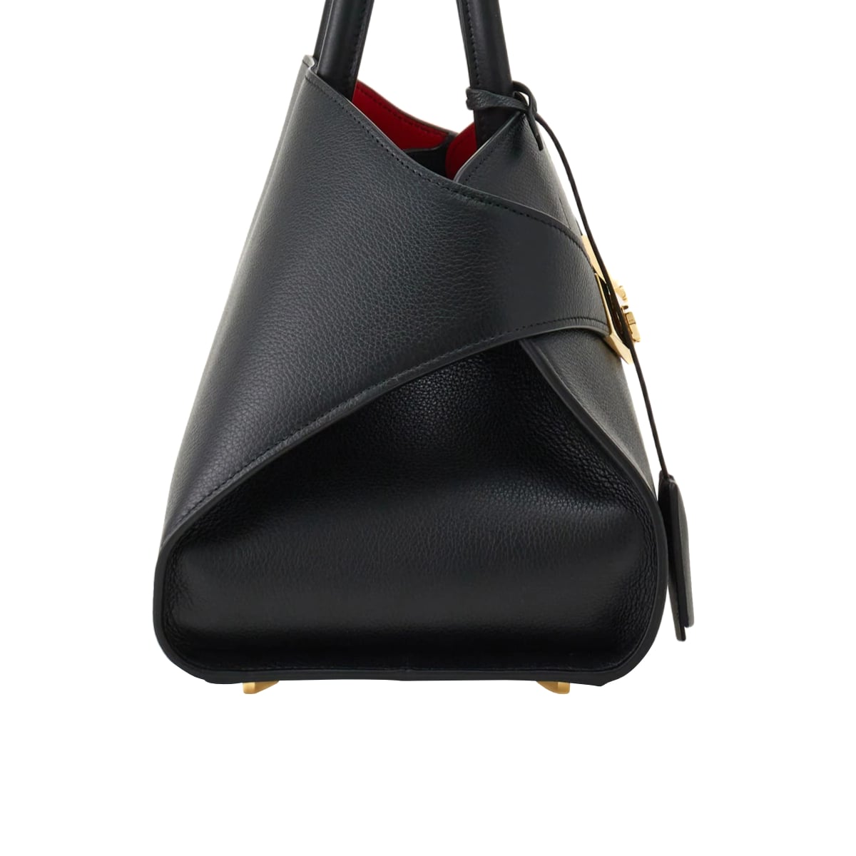 Hug Medium Bag Smooth Calfskin Black/Flame Red