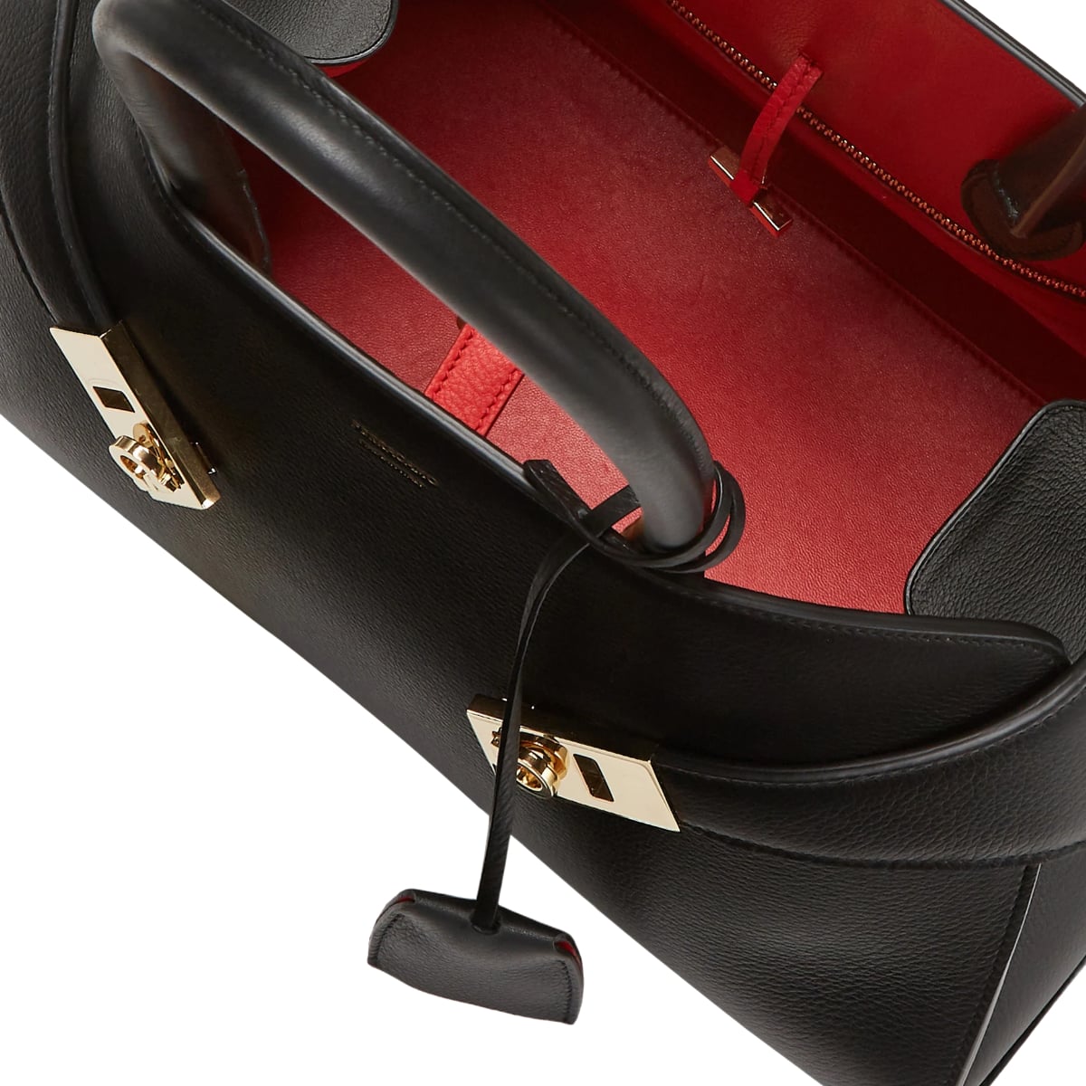 Hug Medium Bag Smooth Calfskin Black/Flame Red