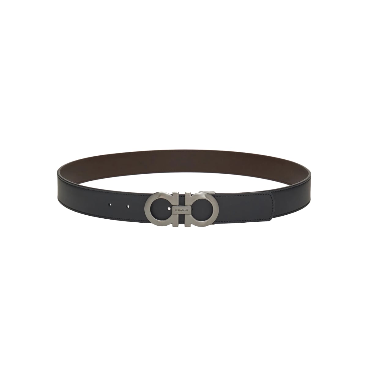 Reversible Gancini Belt Black/Hickory-Ferragamo