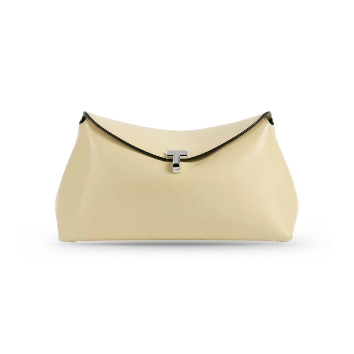 T-Lock Leather Clutch Bag Gold-Toteme