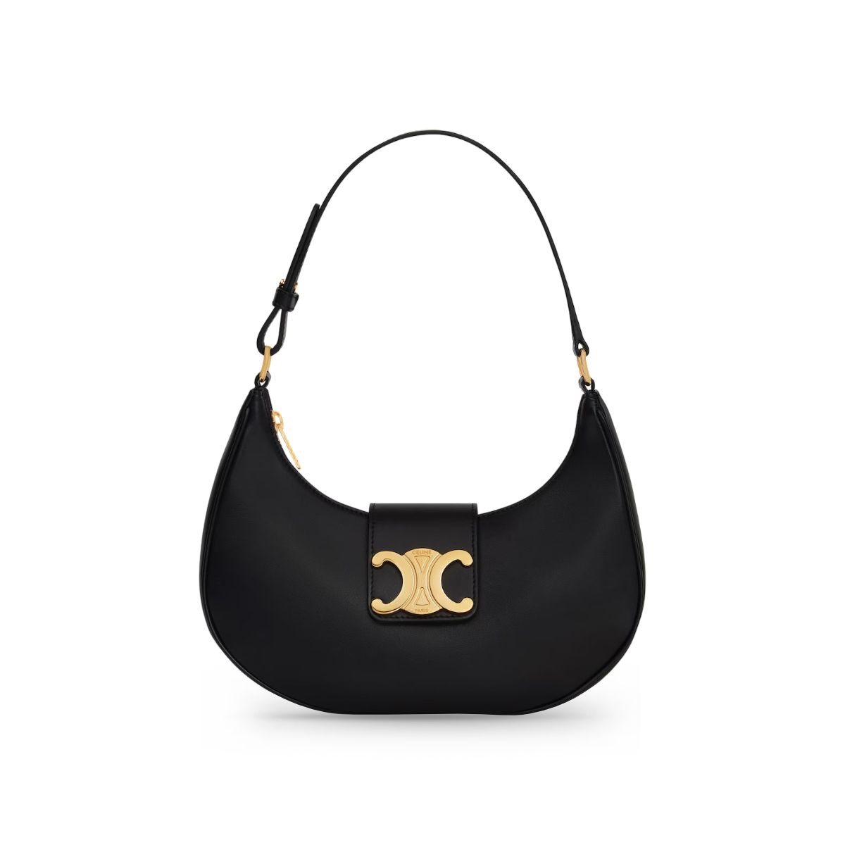 Medium Ava Triomphe Smooth Calfskin Bag Black GHW-Celine