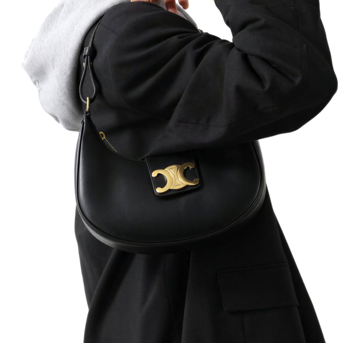 Medium Ava Triomphe Smooth Calfskin Bag Black GHW