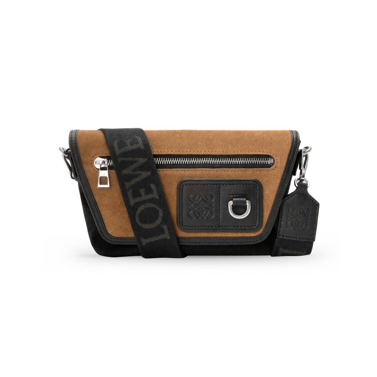 Flex Mini Messenger Bag Canvas Suede Black/Dark Gold-Loewe