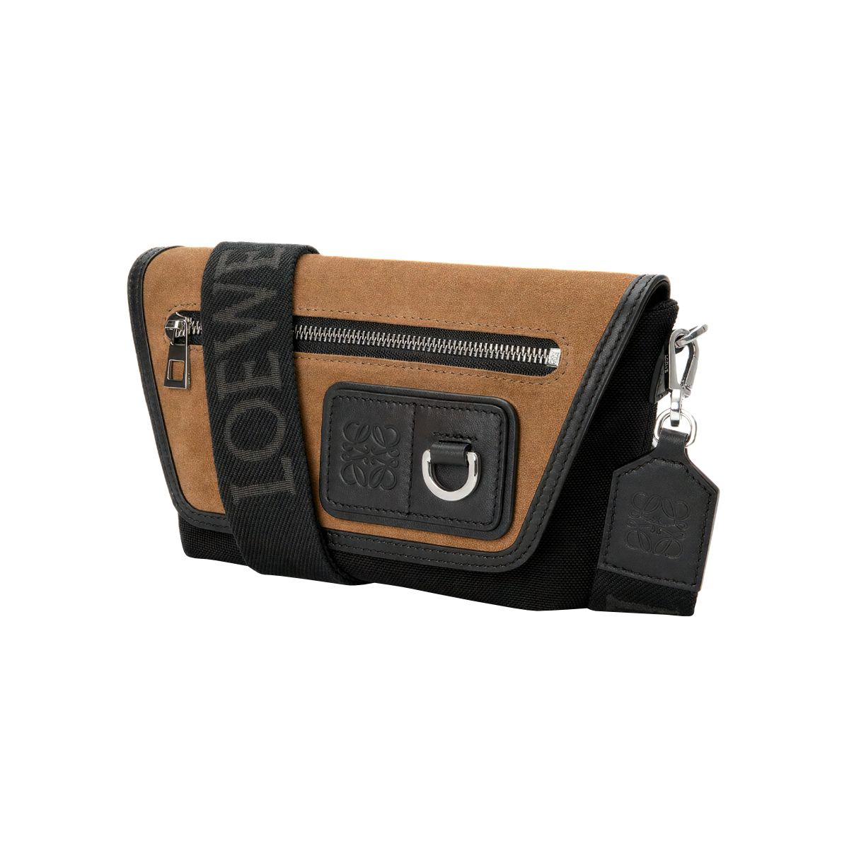 Flex Mini Messenger Bag Canvas Suede Black/Dark Gold