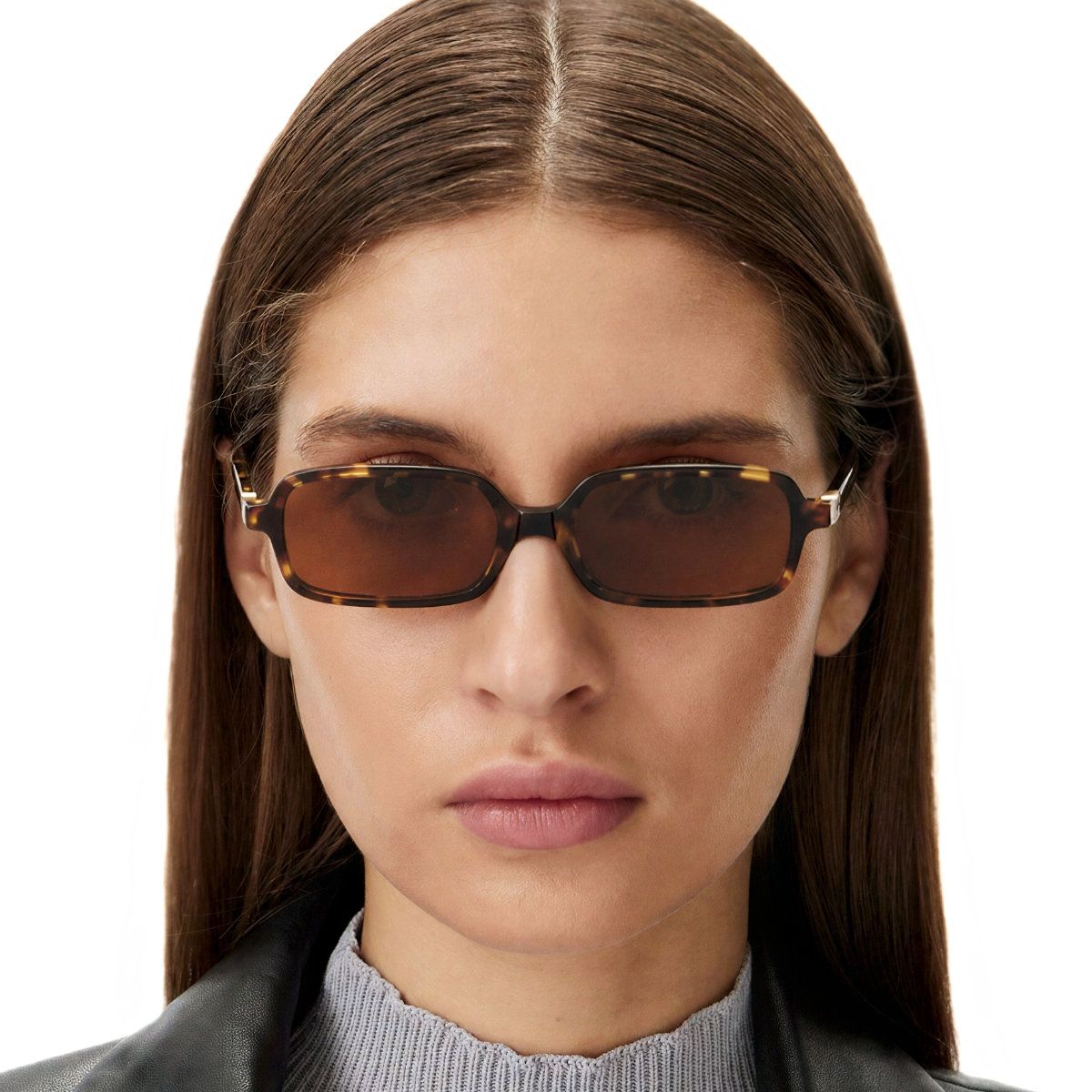 MU 11ZS Rectangle Acetate Tortoise Honey Sunglasses Havana Brown Lens