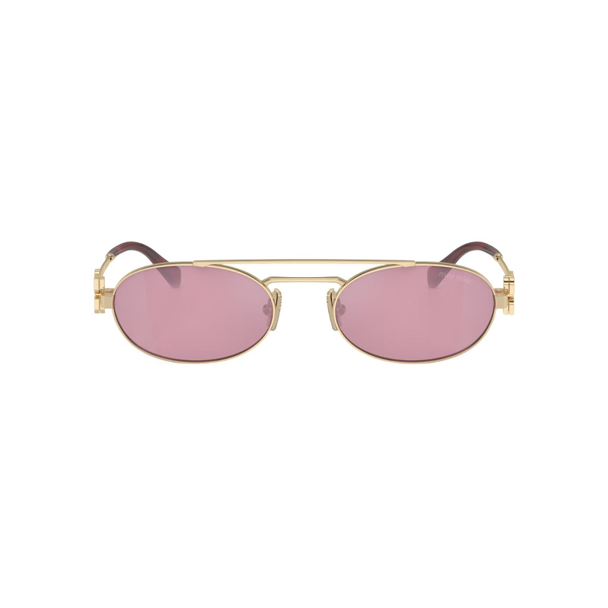 MU 54ZS Oval Metal Gold Sunglasses Pink Lens