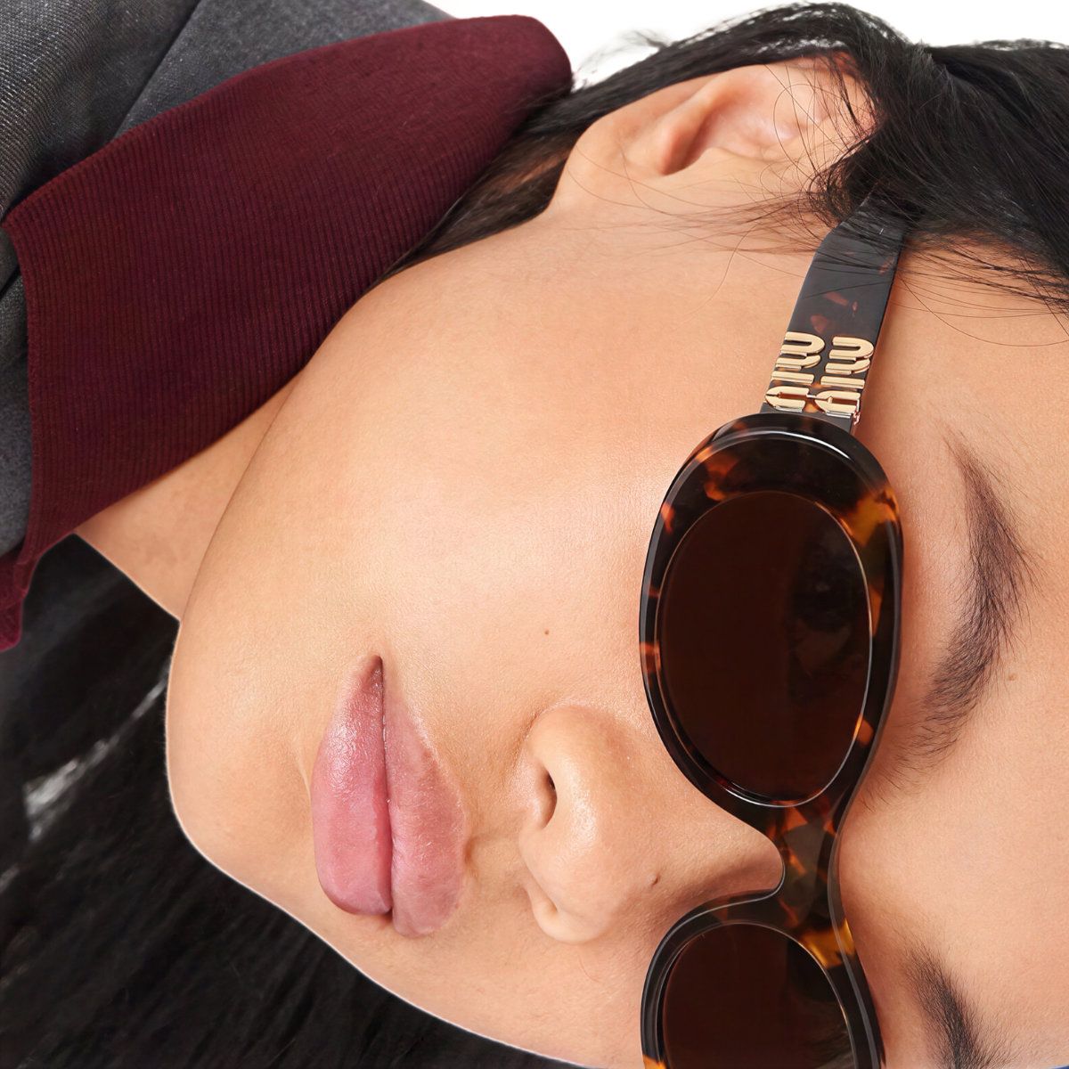 MU 06ZS Oval Acetate Tortoise Sunglasses Havana Brown Lens