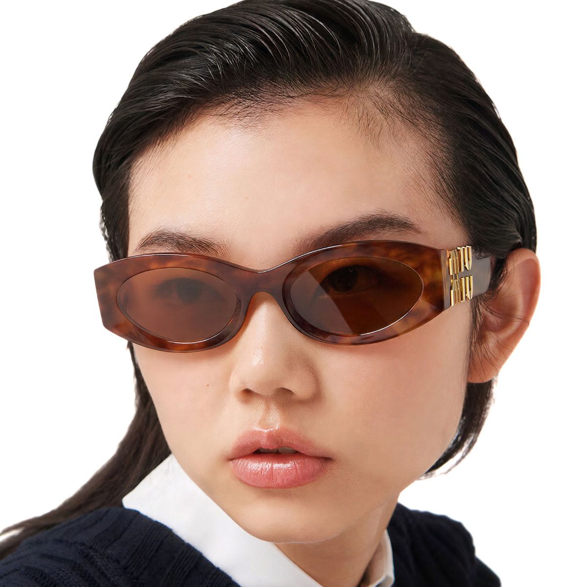 MU 11WS Tortoise Havana Cat Eye Sunglasses Brown Lens