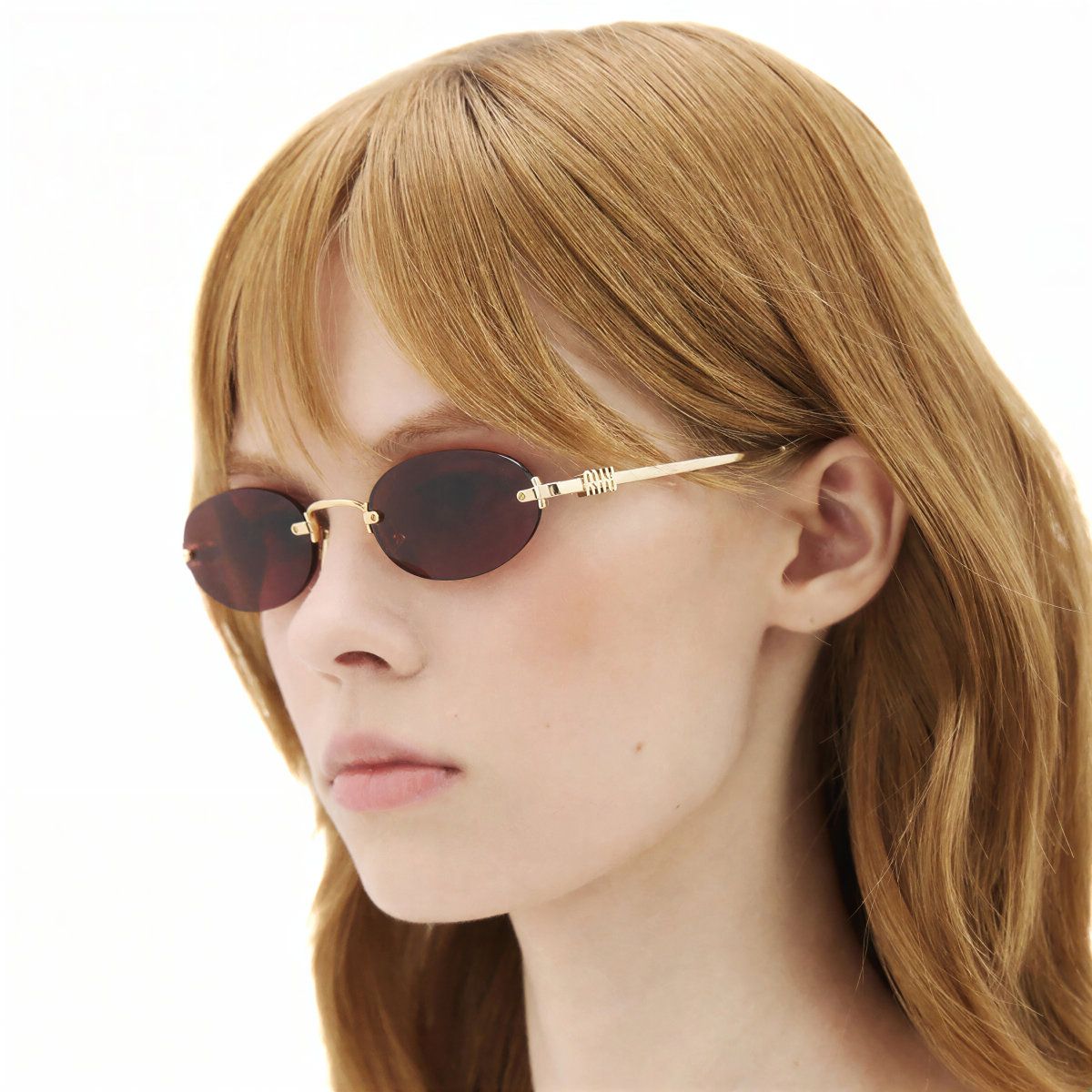 MU A54S Round Gold Sunglasses Violet Lens