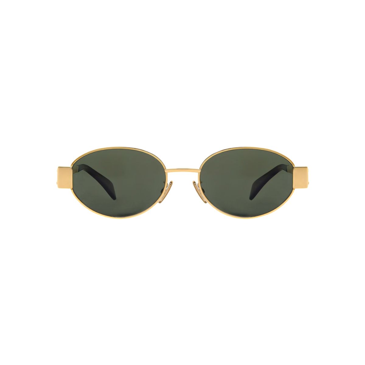 Triomphe Metal 01 Oval Sunglasses Metal Gold Green Lens