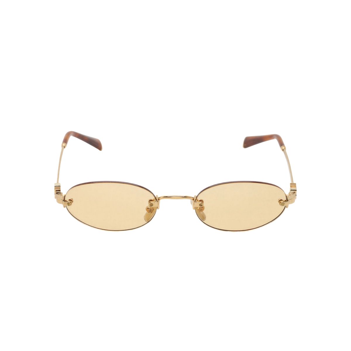 MU A54S Round Brass Sunglasses Orange Lens