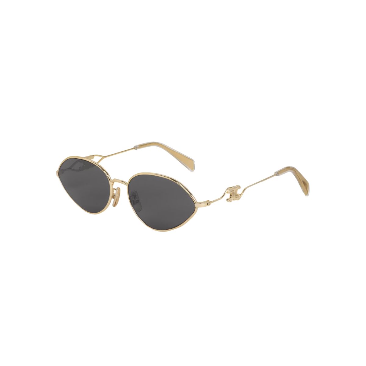Wire 01 Oval Sunglasses Metal Light Gold Smoke Lens