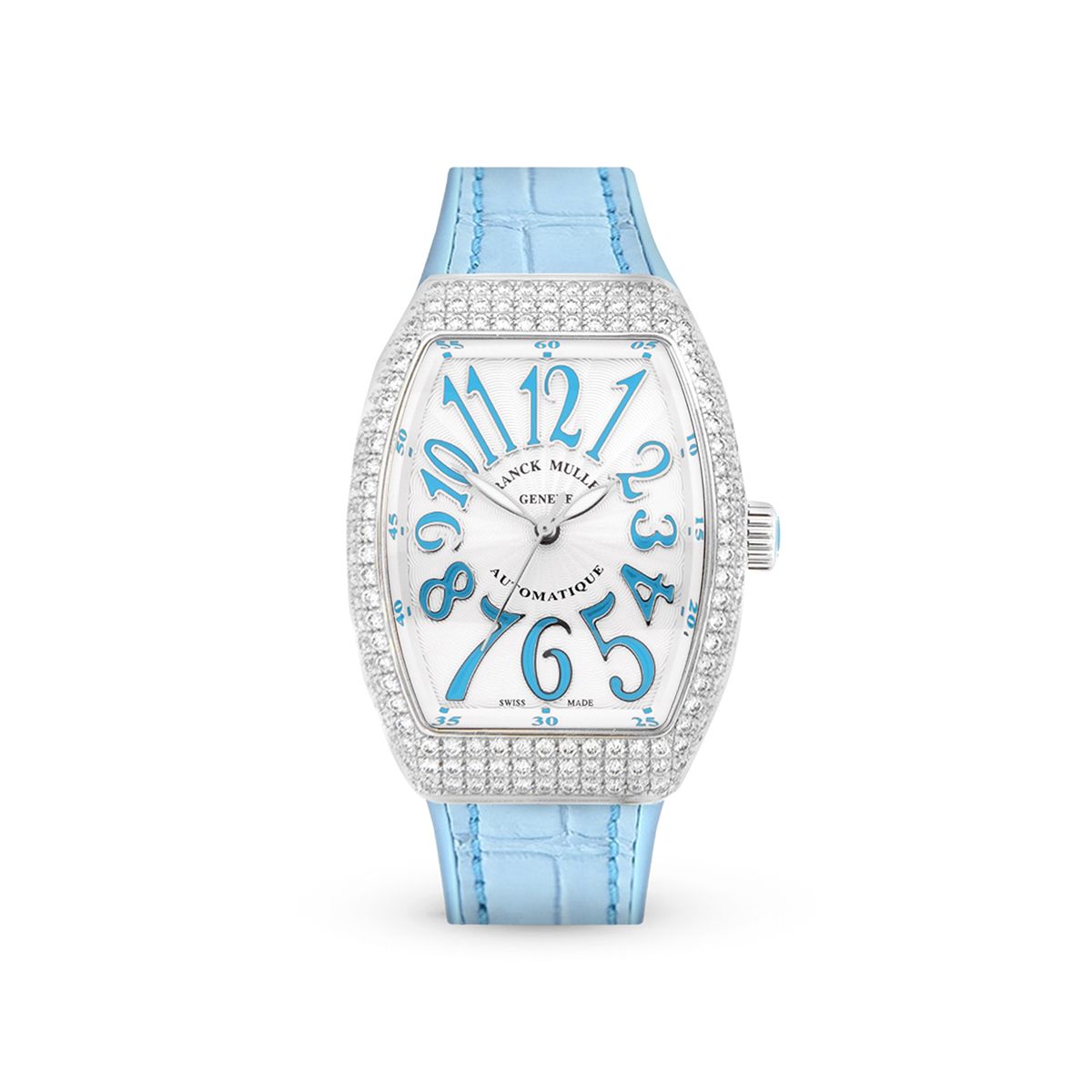 Vanguard V 32 SC AT FO AC.BL (BLC.BL AC) (White Dial, Light Blue Numbers, Medium Aftersetting)-Franck Muller